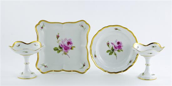 Appraisal: Meissen porcelain dessert service late th century Rose pattern with