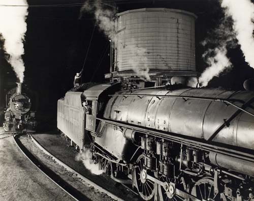 Appraisal: LINK O WINSTON - Engine Taking Water Silver print x