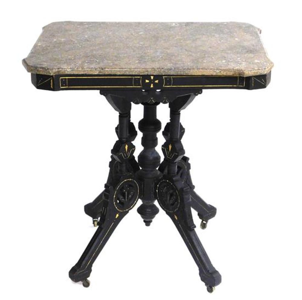 Appraisal: Eastlake center table grey marble top with beveled edge and