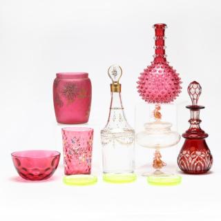 Appraisal: Group of Vintage Glass pc including a Venetian lidded compote