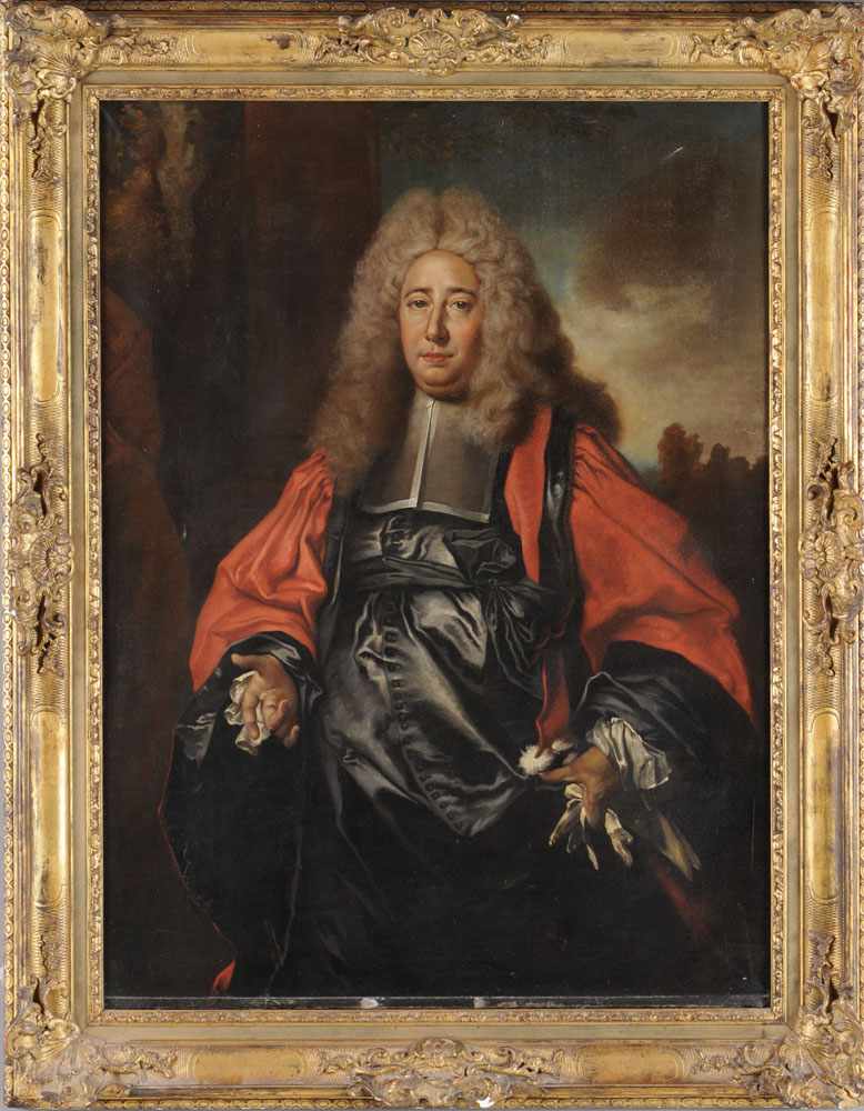 Appraisal: FRENCH SCHOOL PORTRAIT OF A COURT OFFICER Oil on canvas