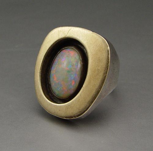 Appraisal: ED WIENER STERLING K CT OPAL RING Sterling silver Modernist