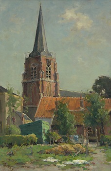 Appraisal: Frank Myers Boggs American French - Churchyard Oil on canvas