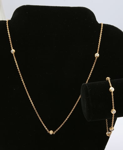 Appraisal: KY Necklace long cable link bezel set diamonds Approx ctw