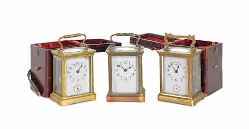 Appraisal: Two French cased carriage clocks by Duverdrey Bloquel together with