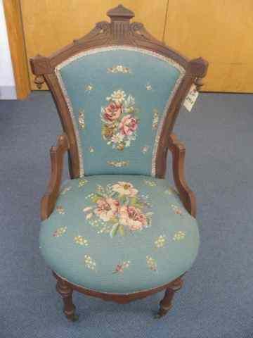 Appraisal: Needlepoint Side Chair walnut circa