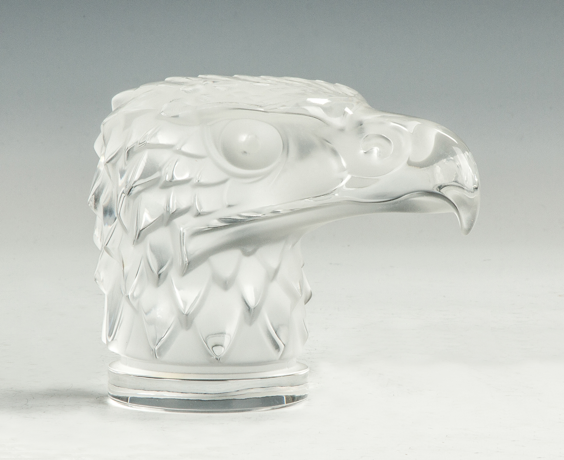 Appraisal: Lalique Eagle Head Paperweight Early th cent Inscribed Lalique excellent