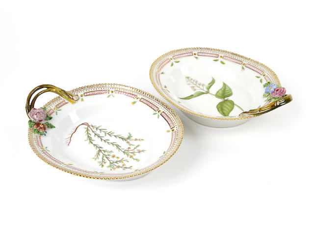 Appraisal: A pair of Royal Copenhagen Flora Danica dishes dated Oval