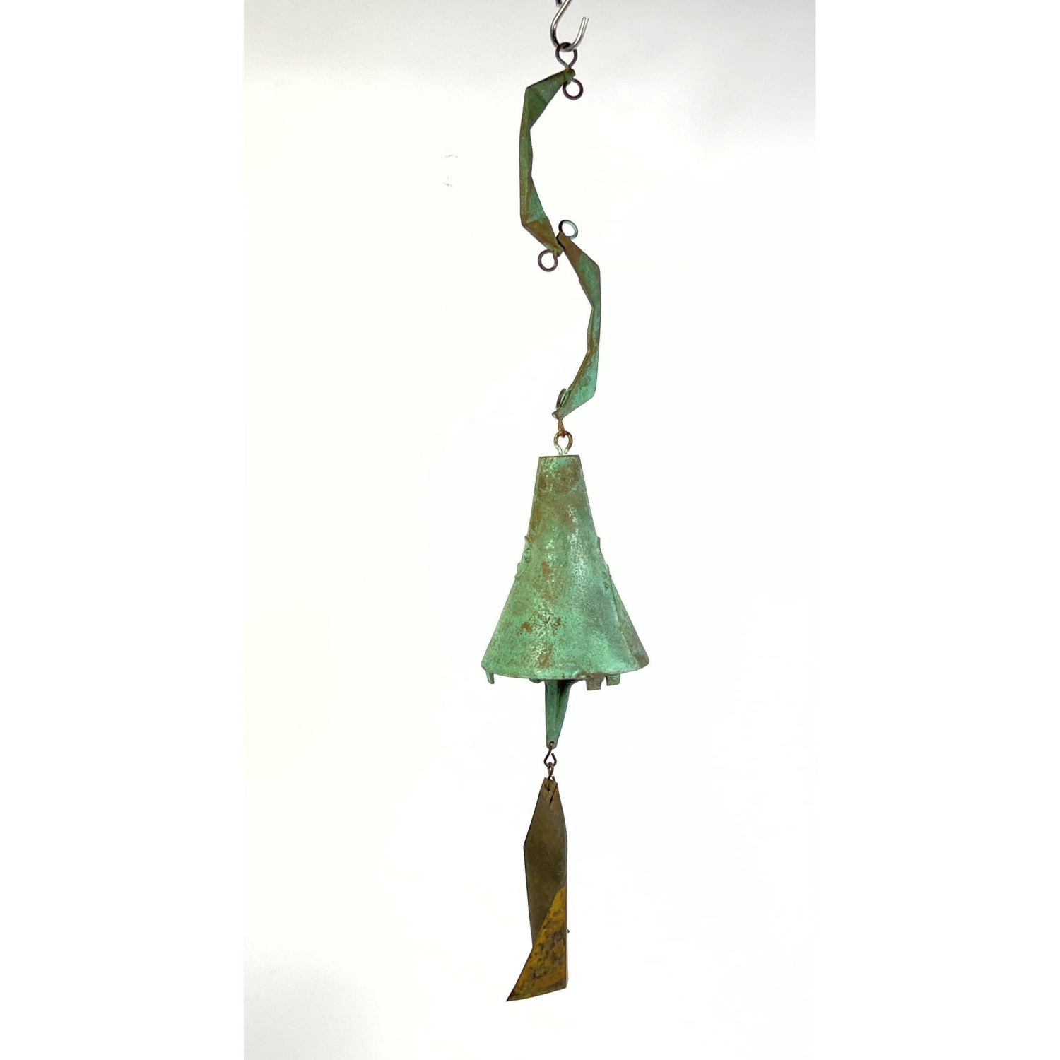 Appraisal: PAOLI SOLERI Bronze Hand Cast Wind Chime Bell Good Green