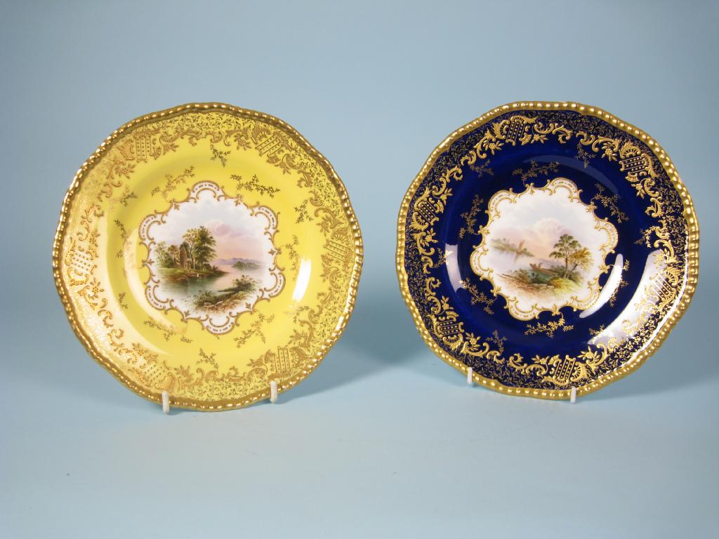 Appraisal: Six Coalport Plates each painted with named landscapes in a