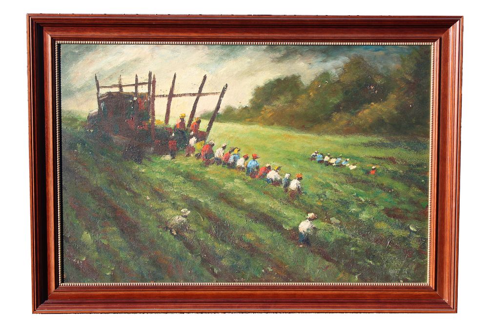 Appraisal: American School Plantation Workers Painting Signed Robert ' Plantation Workers