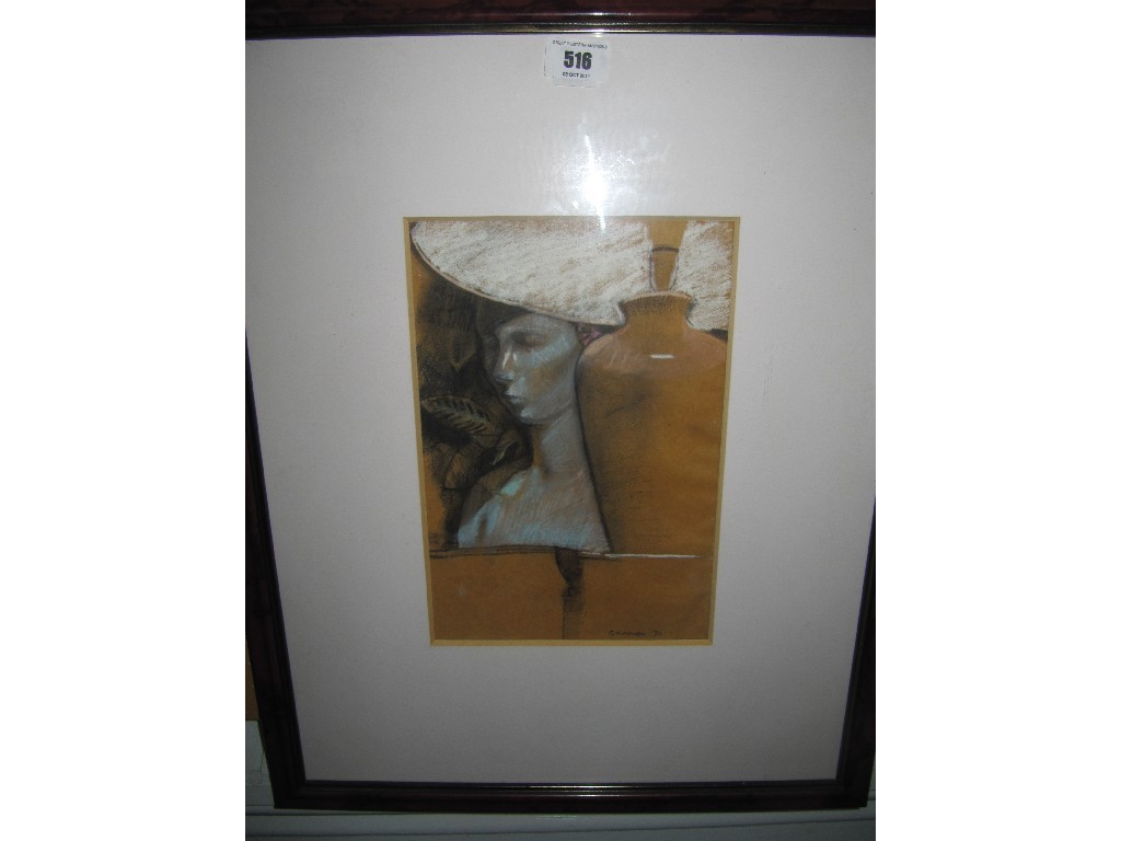 Appraisal: ALEXANDRA GARDNER Chalk drawing 'Still life with bust' signed and