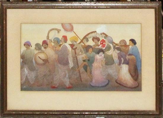 Appraisal: Sale Lot An Indian Watercolor depicting figures in a procession