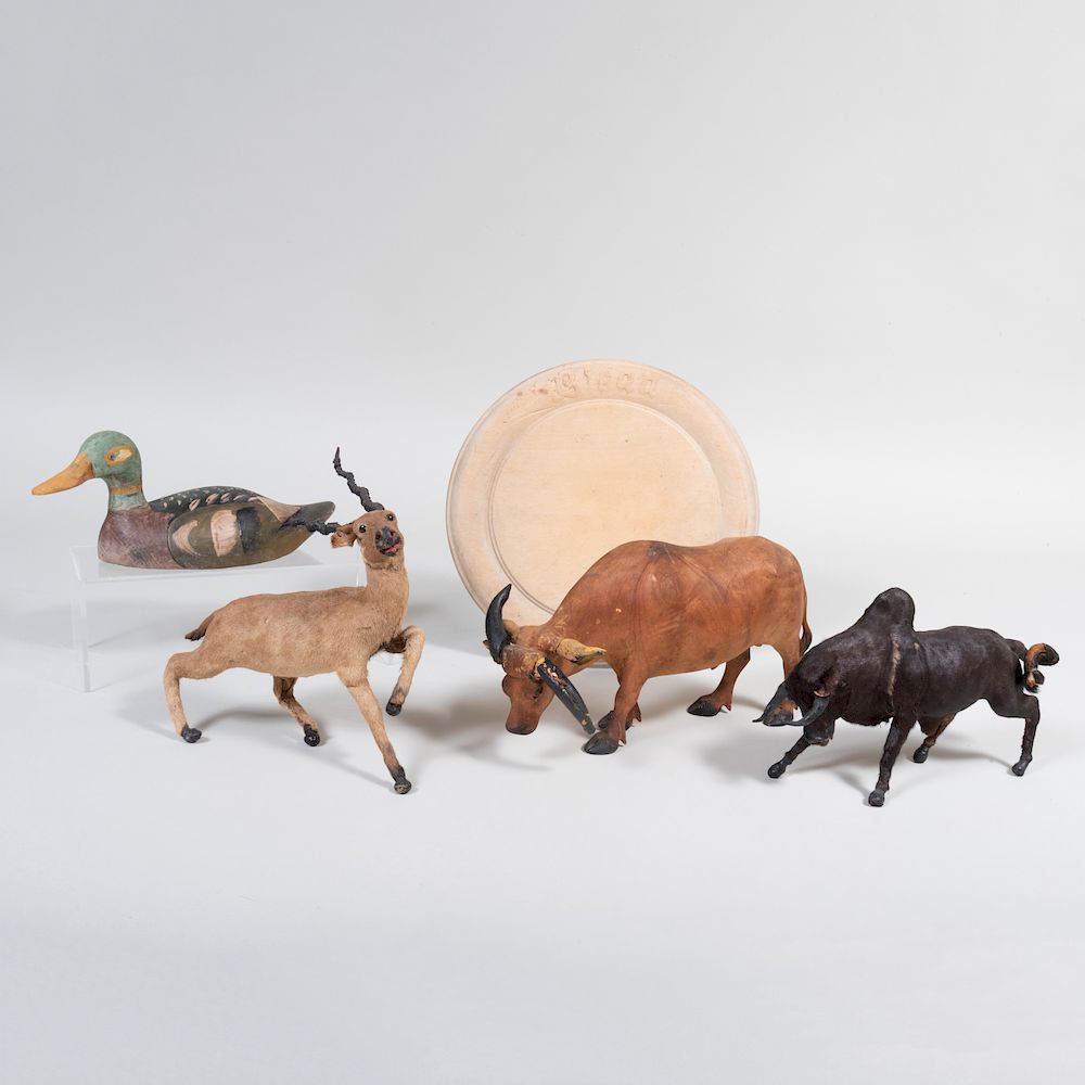 Appraisal: Group of Four Animal Models Comprising Carved wood model of