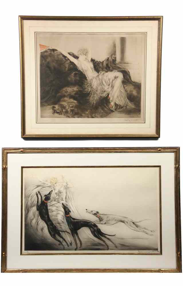 Appraisal: ICART ETCHINGS - Including 'Coursing II' pencil signed in the