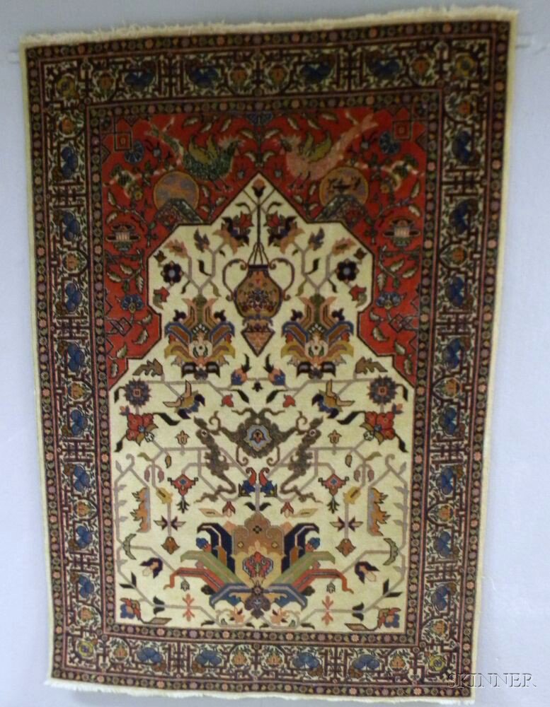 Appraisal: Tabriz Prayer Rug Northwest Persia early th century the ivory