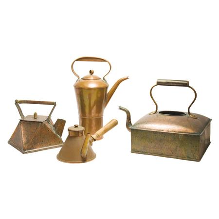 Appraisal: Group of Four Copper Kettles and Pots Estimate nbsp nbsp