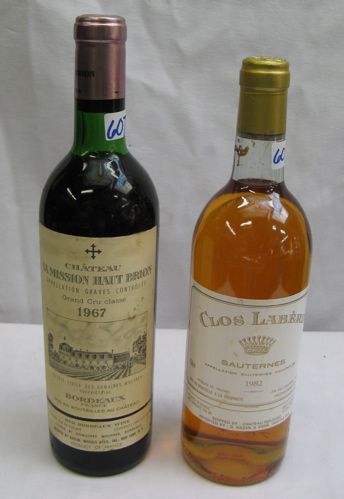 Appraisal: TWO BOTTLES OF FRENCH VINTAGE TABLE WINE Chateau La Mission