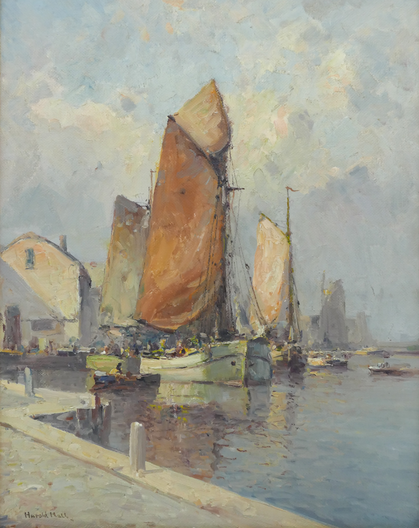 Appraisal: Harold Hall - American ''Venetian Harbor'' Oil on Masonite ''x