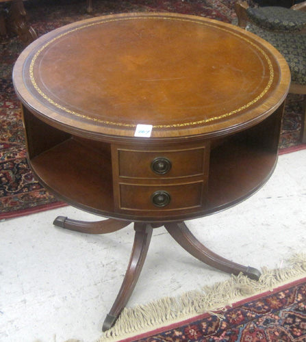 Appraisal: ROUND FEDERAL STYLE MAHOGANY ROTATING BOOKCASE DRUM TABLE American mid