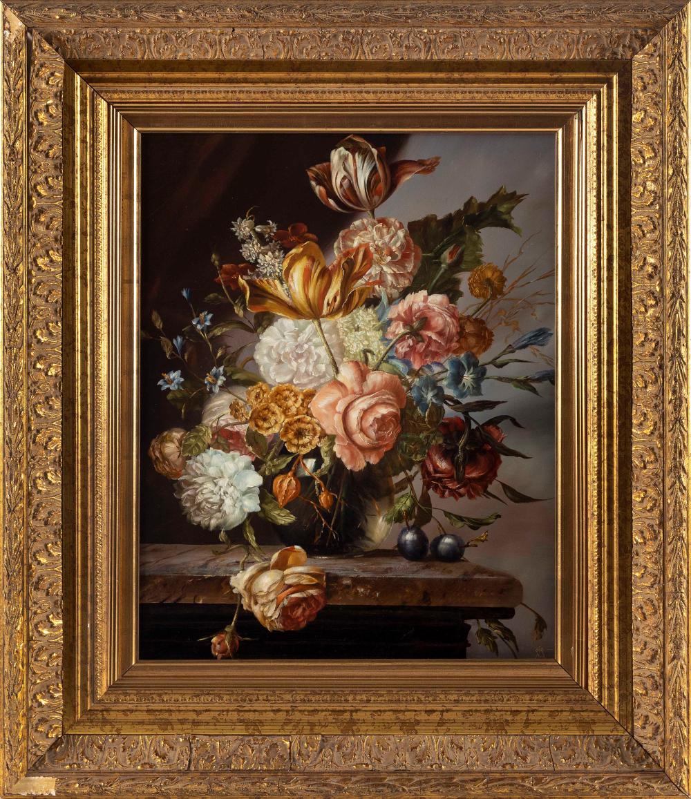 Appraisal: GYULA SISKA HUNGARY B LUSH FLORAL STILL LIFE OIL ON