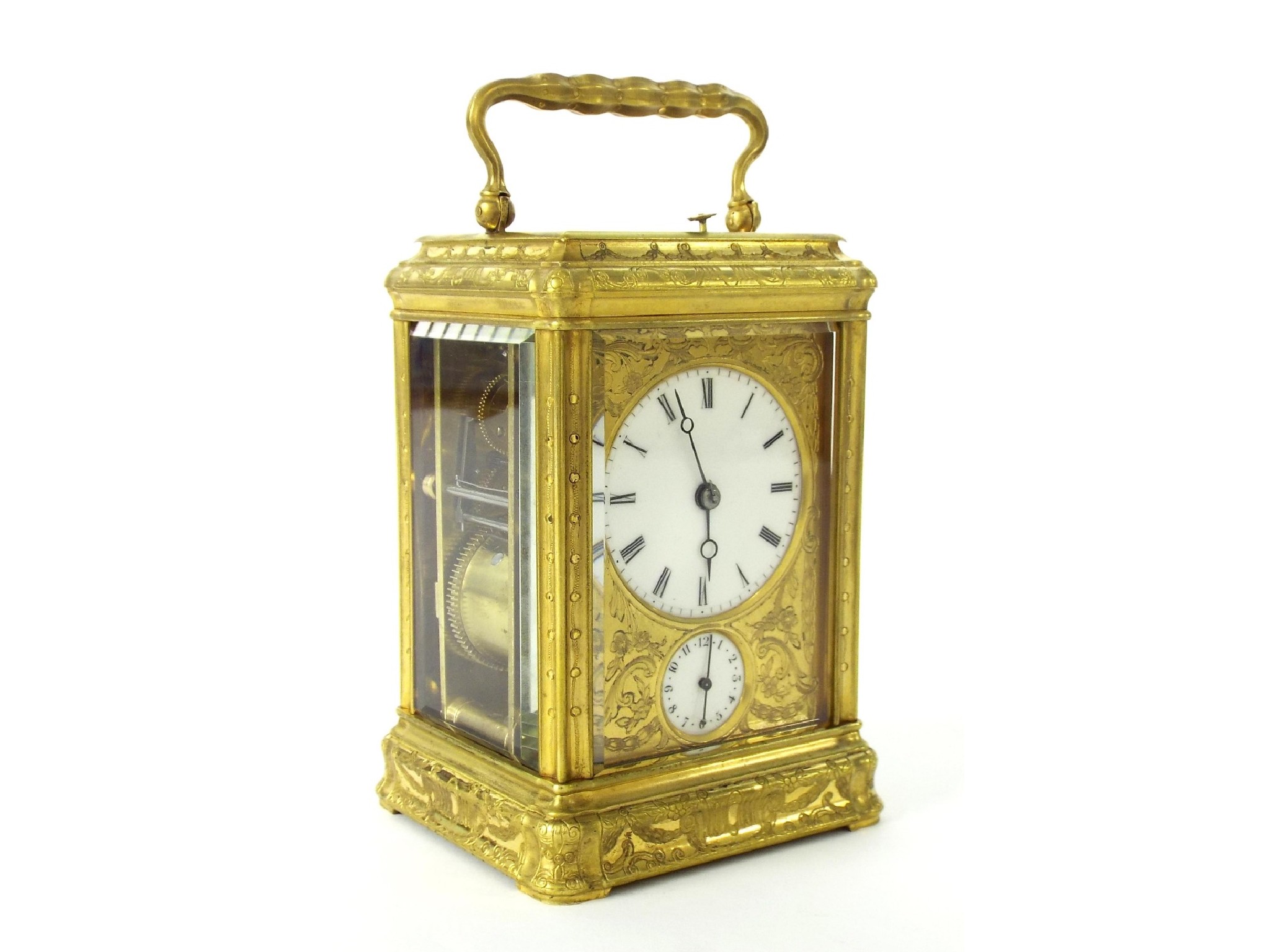 Appraisal: Fine repeater carriage clock striking on a bell the back