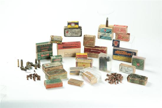 Appraisal: GROUP OF EARLY AMMUNITION Includes approximately boxes of cartridges some