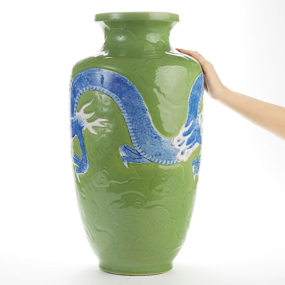 Appraisal: Japanese Studio Porcelain Vase with Dragon A large and striking