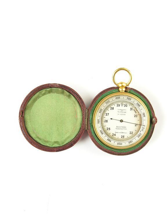 Appraisal: A gilt brass pocket aneroid barometer