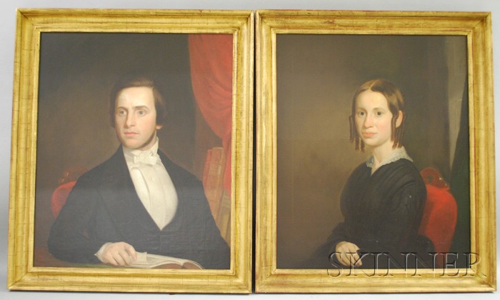 Appraisal: Attributed to Ezra Ames American - Pair of Portraits of