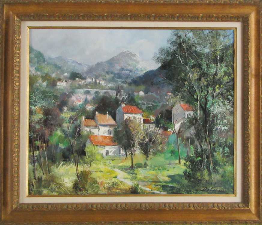 Appraisal: LUCIEN DELARUE OIL ON CANVAS France - Landscape with red