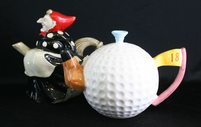 Appraisal: Two novelty teapots one formed as a golf ball the