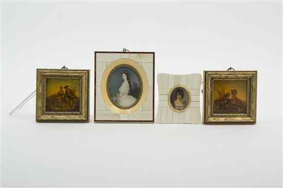 Appraisal: Two Portrait Miniatures on Ivory each of oval form depicting