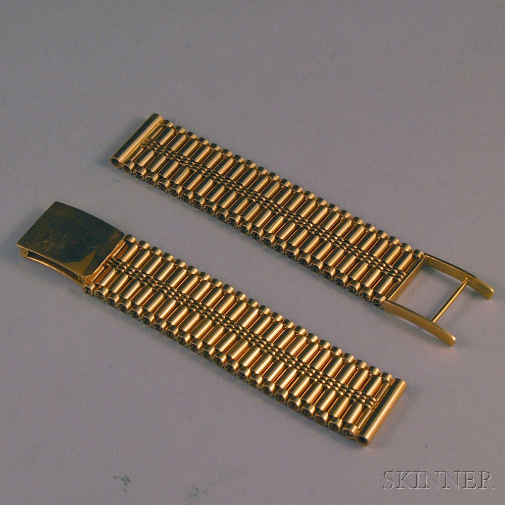 Appraisal: kt Gold Flexible Watch Band marks unknown deployment clasp each