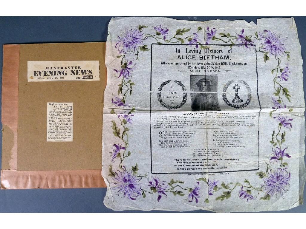 Appraisal: RARE EARLY TWENTIETH CENTURY IN MEMORIUM PRINTED PAPER NAPKIN THE