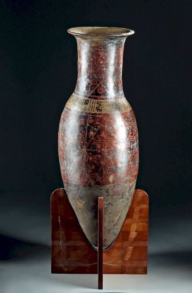 Appraisal: Massive Narino Polychrome Bullet Amphora w Stand Pre-Columbian South America