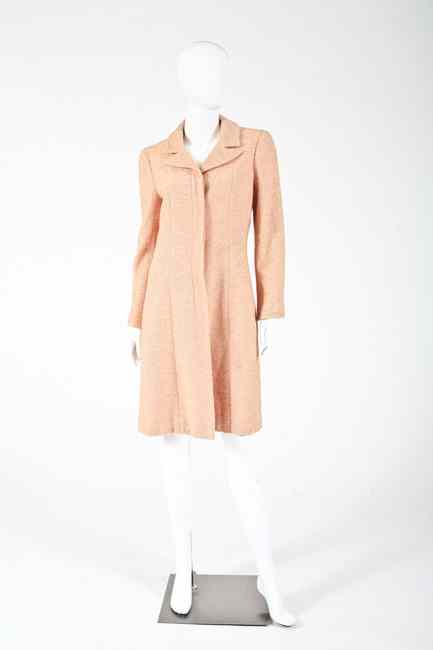 Appraisal: CHANEL TEXTURED PEACH SPRING COAT Cruise size new condition Three-quarter