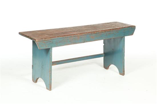 Appraisal: BENCH American th century pine Mortise construction with old blue