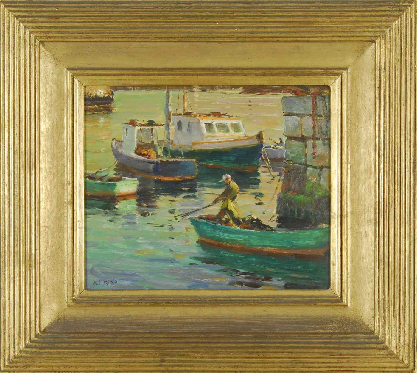 Appraisal: ANTONIO CIRINOAmerican - Boats at dock Signed lower left A