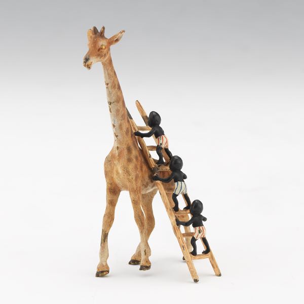 Appraisal: AUSTRIAN COLD PAINTED BRONZE MINIATURE OF GIRAFFE WITH THREE NUBIAN