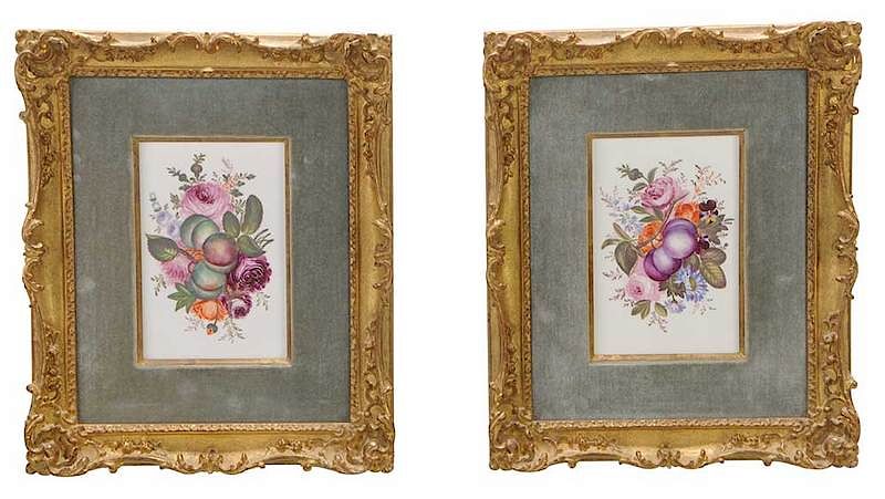 Appraisal: Pair Hand Painted Derby Porcelain Plaques British th century each