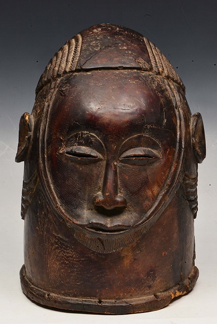 Appraisal: A TH CENTURY IGALA HELMET MASK Benu River Nigeria with