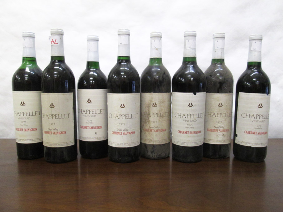 Appraisal: EIGHT BOTTLES OF VINTAGE CALIFORNIA CABERNET SAUVIGNON Chappellet Vineyard Napa