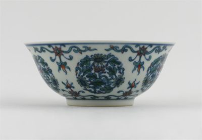 Appraisal: A Chinese doucai medallion bowl the exterior painted with five