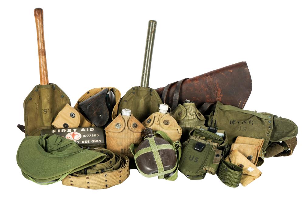 Appraisal: COLLECTION OF VINTAGE MILITARY EQUIPMENTincluding a US Army first aid