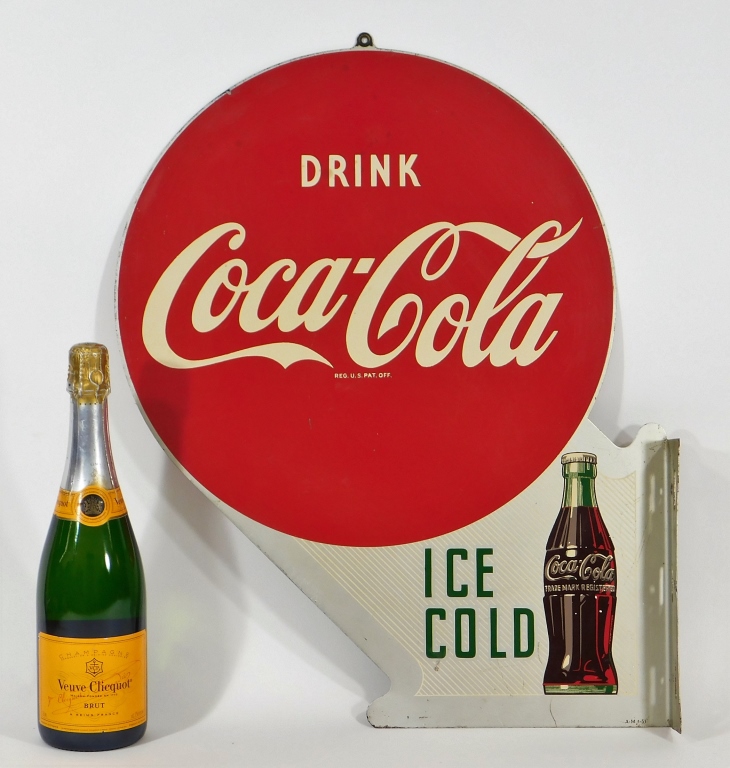 Appraisal: DRINK COCA COLA ICE COLD DOUBLE FLANGE SIGN United States