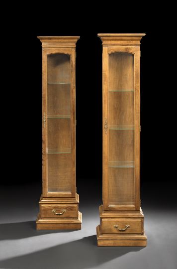 Appraisal: Pair of Tall Mahogany Display Cabinets each with a molded