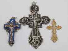 Appraisal: Two th c silver crosses and an enamelled silver crucifix