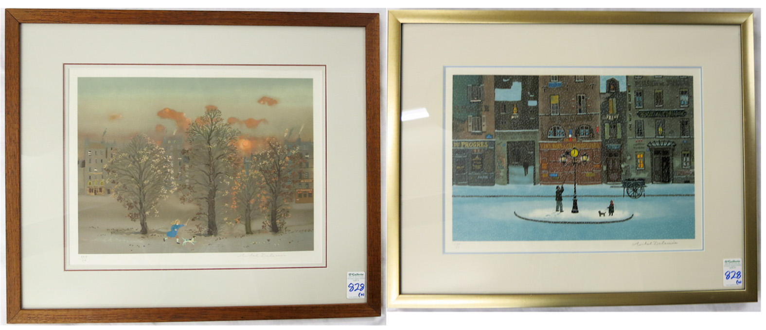 Appraisal: MICHEL DELACROIX TWO COLOR LITHOGRAPHS France born Lamplighter image measures