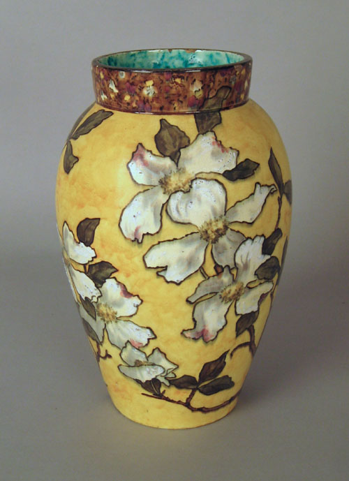 Appraisal: John Bennett art pottery vase with floral decoration signed on